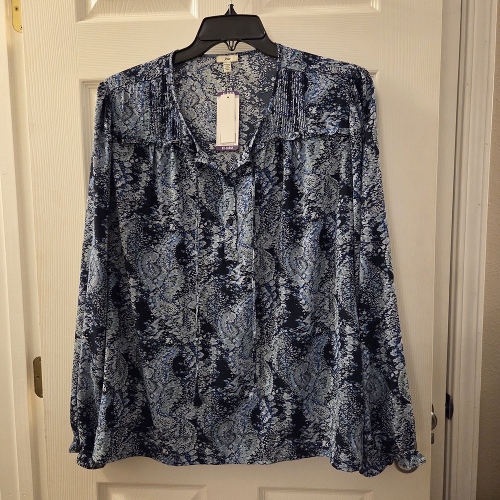Joie sz XXL blue paisley long slv peasant top NWT boho cottagecore artsy